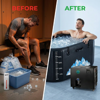 Cold Plunge Tub, 248 Gallon, 1 Horsepower, Heavy-Duty Ice Bath Tub for Athletes with Hot & Cold, Portable Inflatable Plunge Chiller with Water Treatment Kit, Immersion Therapy, Wifi (Black, 1 Set) — Before & After