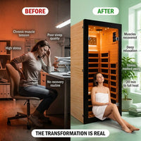 Infrared Sauna 1 Person Far Infrared Sauna Low EMF Indoor Sauna with Starry Light Ceiling Speakers Personal Dry Sauna for Home Gym Spa Fast Heating Easy Assembly 30.7X 30.7X62.2 — Before & After