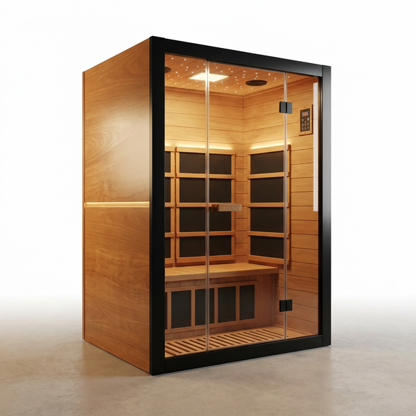 Infrared Sauna 1 Person Far Infrared Sauna Low EMF Indoor Sauna with Starry Light Ceiling Speakers Personal Dry Sauna for Home Gym Spa Fast Heating Easy Assembly 30.7X 30.7X62.2 — Studio Shot