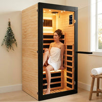 Infrared Sauna 1 Person Far Infrared Sauna Low EMF Indoor Sauna with Starry Light Ceiling Speakers Personal Dry Sauna for Home Gym Spa Fast Heating Easy Assembly 30.7X 30.7X62.2 — Lifestyle