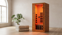 Infrared Sauna with 660 & 850Nm Red Light Therapy, Full Spectrum Sauna with 7 Heater, 1290W 120V, Fast Heat-Up, 1 Person Canadian Hemlock Wood Dry Sauna for Indoor, Home Gym, 31.5*30.3*67" — Lifestyle