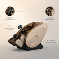 Massage Chair Zero Gravity Full Body with Heating and Bluetooth - Gold — infographic