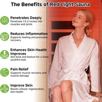 Infrared Sauna with 660 & 850Nm Red Light Therapy, Full Spectrum Sauna with 7 Heater, 1290W 120V, Fast Heat-Up, 1 Person Canadian Hemlock Wood Dry Sauna for Indoor, Home Gym, 31.5*30.3*67"